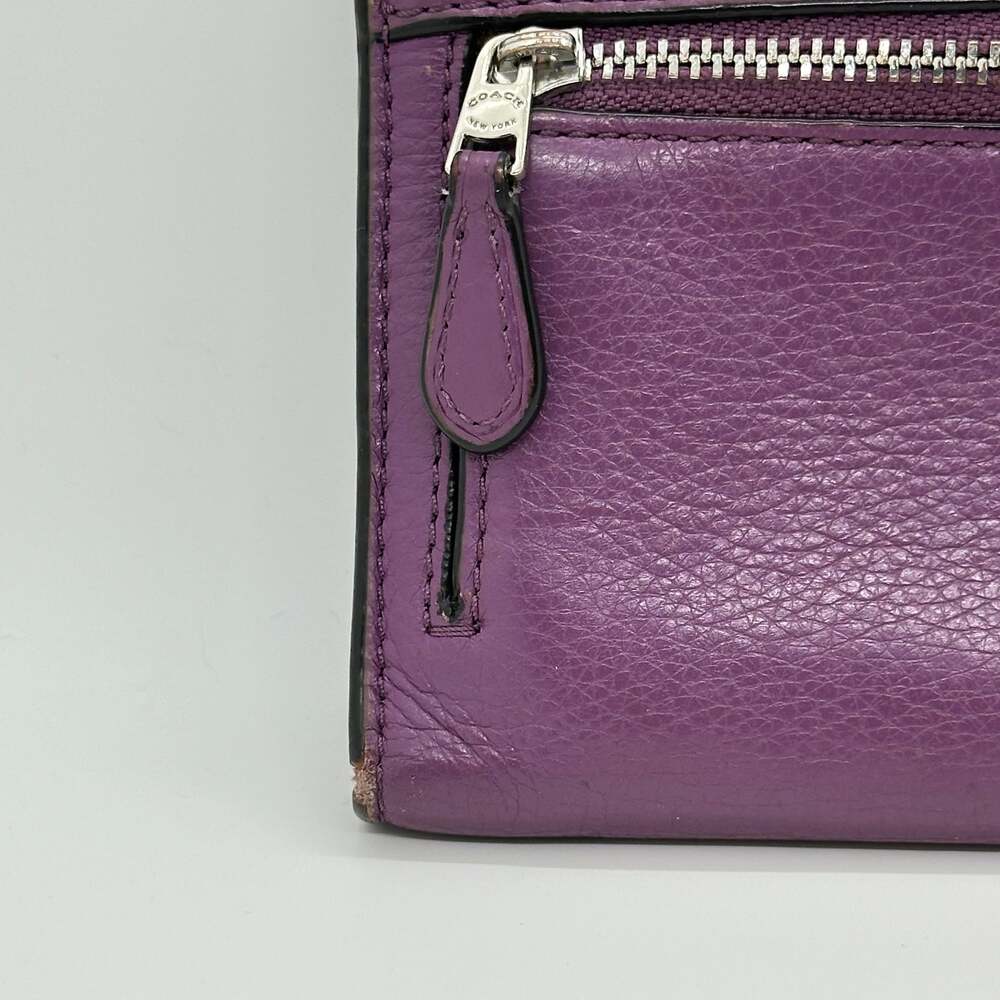 Coach Purple Pebble Leather Long Flap Wallet - Picture 6 of 16